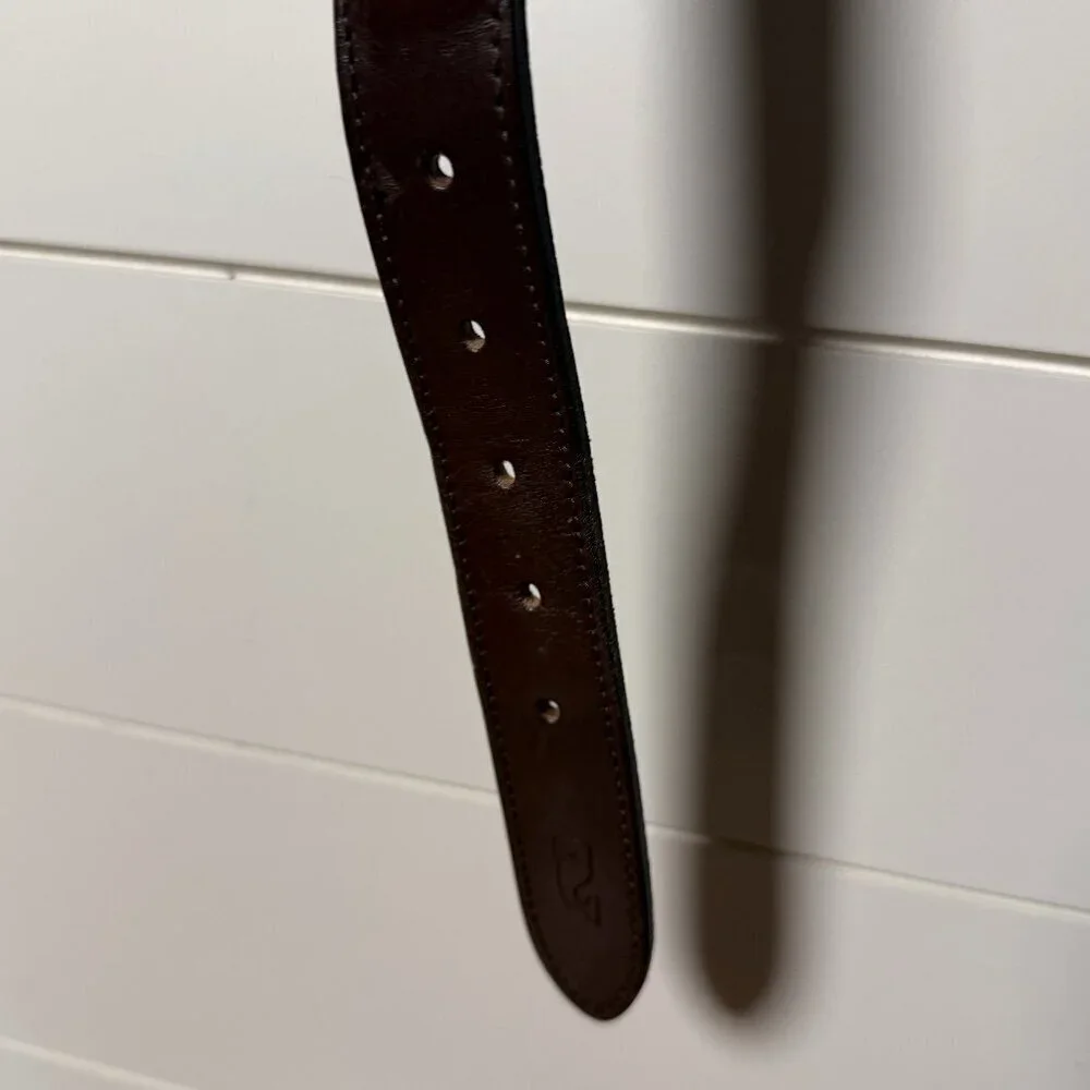 Red White and Blue Whale Navy & Leather Belt Sz 36 Vineyard Vines